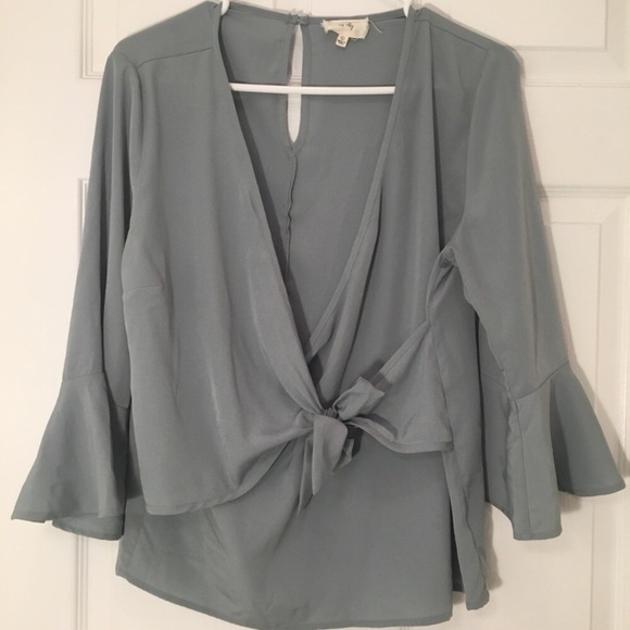Anthropologie Tops - Anthropologie Mint Wrap Tie Top
